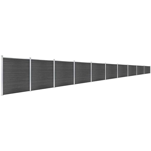 VidaXL set panela za ogradu WPC 1737 x 186 cm crni Slike