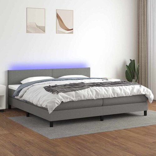  Krevet box spring s madracem LED tamnosivi 200x200 cm tkanina Cene