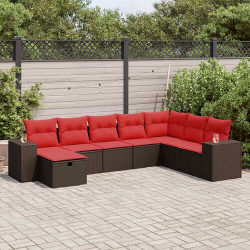 vidaXL 8-dijelni set vrtnih sofa s jastucima smeđi od poliratana Cijene