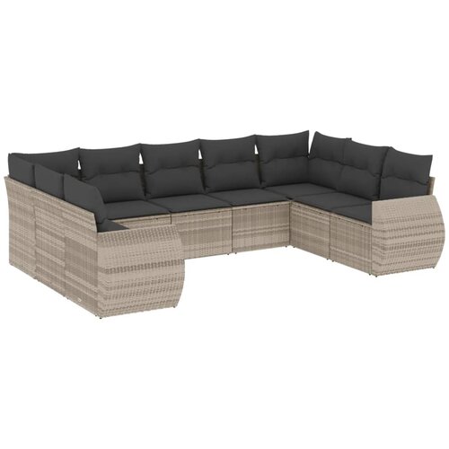 Maison Chic Seti vrtnega pohištva - Vrtna garnitura - Vrtni pohištvo set 9-delna z blazinami sv. siv poli ratan, (21804967) Cene
