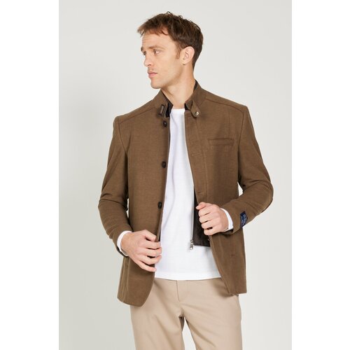 ALTINYILDIZ CLASSICS Men's Mink Standard Fit Regular Fit High Neck Cotton Overcoat Cene