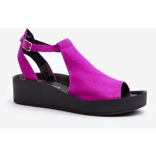 Zazoo 2914 Women's Suede Sandals Fuchsia