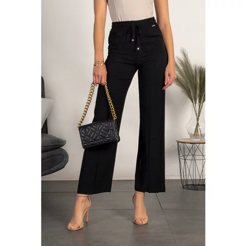 Fenzy elegantne hlače z ravnimi hlačnicami amarga, črne