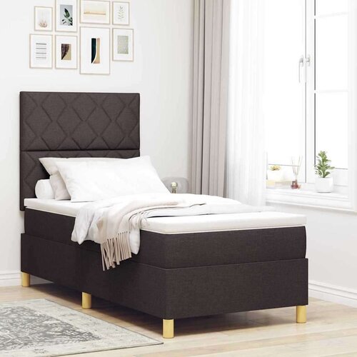 Box LED Box Spring Postelja Temno rjava 100 x 200 cm blago, (5000126249) Cene