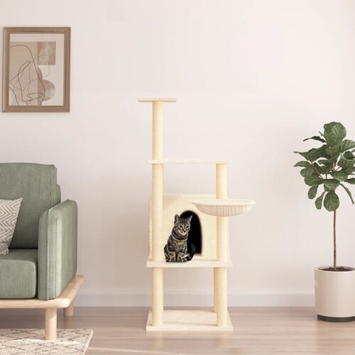 VidaXL Penjalica za mačke sa stupovima za grebanje krem 132 cm Slike