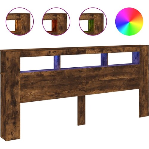 Maison Chic led posteljno vzglavje - vzglavna omarica - nočna omarica dimljen hrast 220x18,5x103,5 cm inž. les, (21707768) Slike