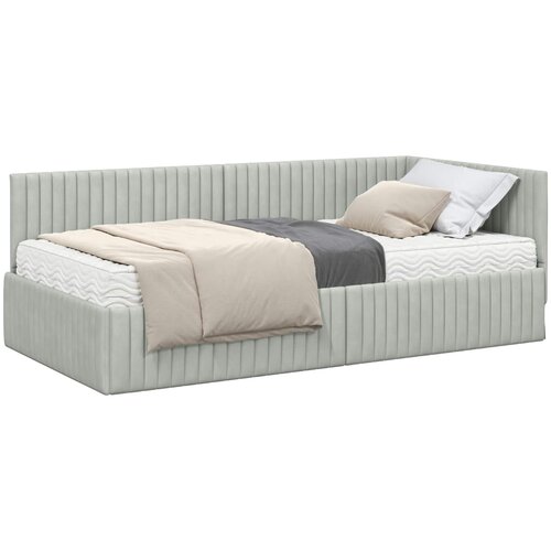 vidaXL Kotni okvir postelje z matrico 2 pcs Svetlo siva Žamet, (5000155781) Cene