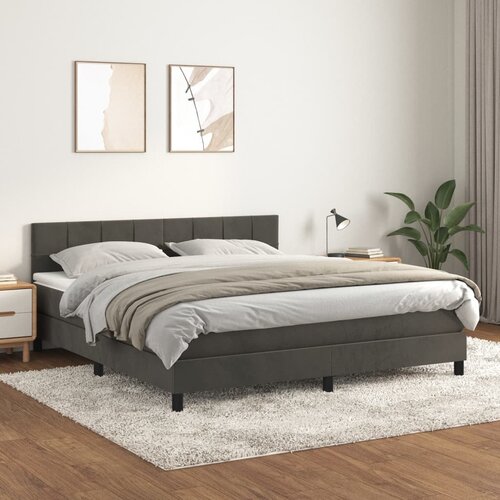 The Living Store Box spring postelja z vzmetnico temno siva 180x200 cm žamet - Box Spring Postelja, (21488809) Slike
