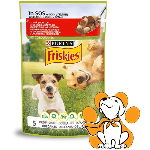 Purina Friskies adult 100g, Hrana sa Govedinom i Krompirom za Odrasle Pse Slike