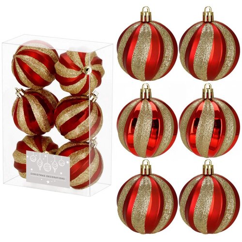  Set Božićnih kuglica 6 cm - Crvena/Zlatna (6 komada) Cene
