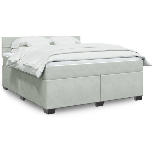 vidaXL Box spring postelja z vzmetnico svetlo siva 180x200 cm žamet Cene