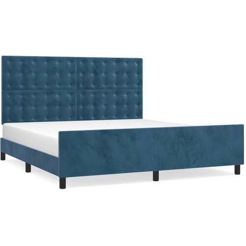 Maison Chic Posteljni Okvir - Dvoposteljna postelja brez vzmetnice temno moder 160x200 cm žamet, (22082193) Slike