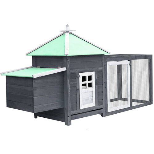 VidaXL Koko&amp;scaron;njak z gnezdi&amp;scaron;čem siv 193x68x104 cm trden les jelke Slike