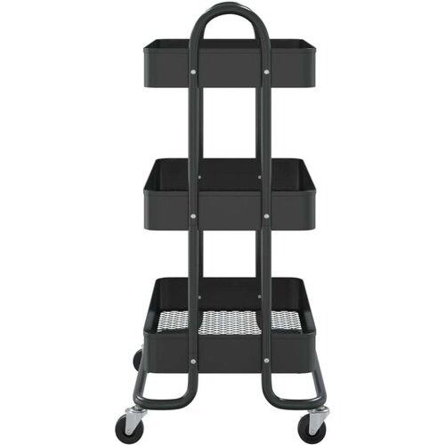 VidaXL Kolica s 3 razine crna 43 x 34 x 79 cm čelična Slike