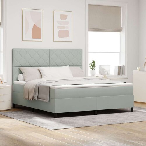 VidaXL Kraljevski Super Box Spring Krevet s Madracem Svijetlosiva Bar&amp;scaron;un Slike
