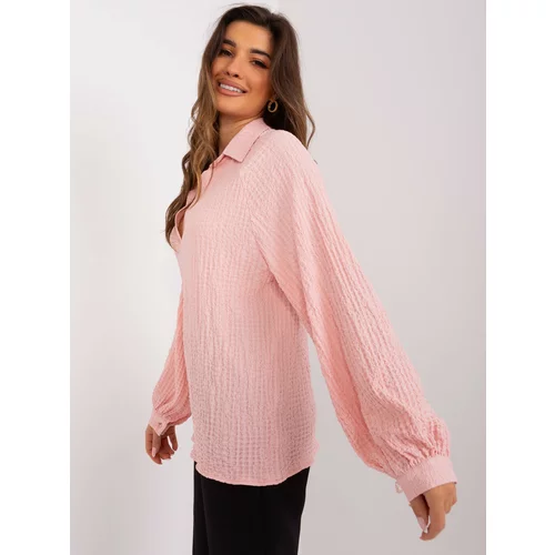 Fashion Hunters Light pink shirt blouse with collar