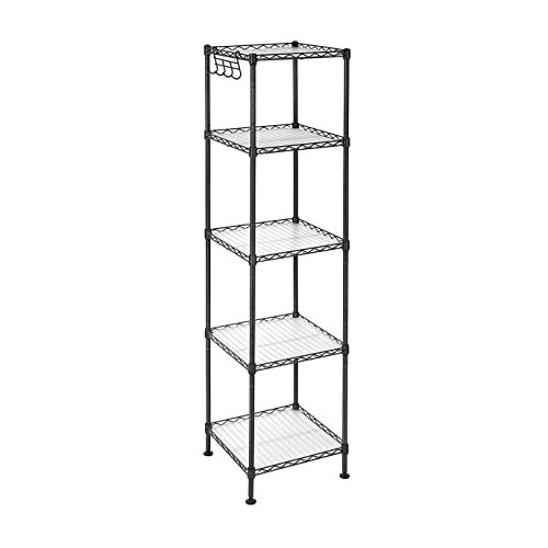 Songmics Kopalni&amp;scaron;ki regal, kovinski regal, skupna obremenitev 100 kg, s 5 PP plo&amp;scaron;čami, odstranljivimi kavlji, 30 x 30 x 123,5 cm, raz&amp;scaron;irljiva oblika, za majhne, (21387681) Slike
