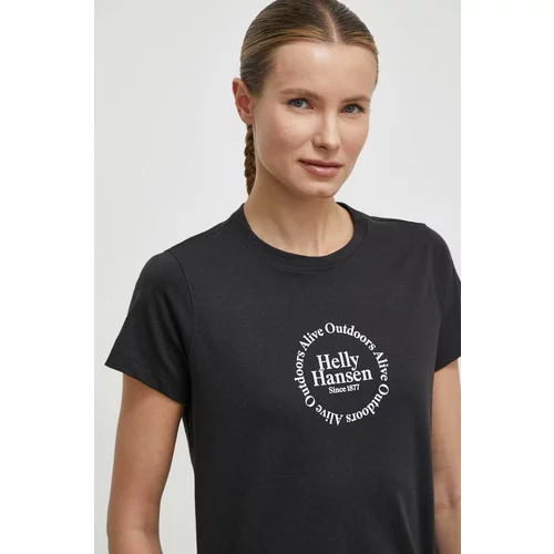 Helly Hansen Bombažna kratka majica ženski, črna barva