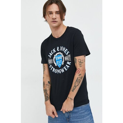 Jack &amp;amp; Jones Bombažna kratka majica črna barva Slike