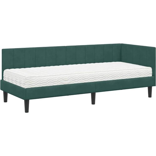  Kutni krevetni okvir s madracem 2 kom. Tamnozelena 80 x 200 cm Slike