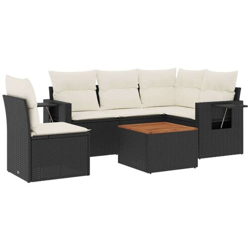 VidaXL 6-dijelni set vrtnih sofa s jastucima crni od poliratana Slike