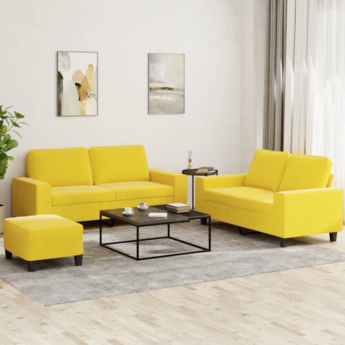 3-dijelni set sofa svjetložuti od tkanine Žuta Cene