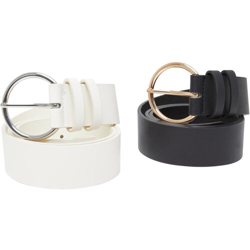 Urban Classics Basic PU Belt 2-Pack Cream + Black Slike