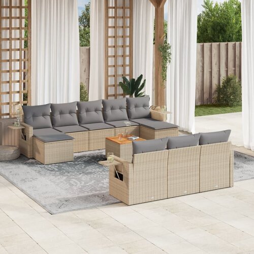 vidaXL 11-dijelni set vrtnih sofa s jastucima bež od poliratana Cijene