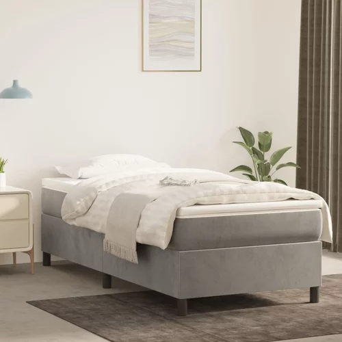 vidaXL Okvir za krevet s oprugama svjetlosivi 90x200 cm baršunasti