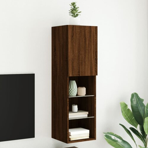 TV ormarić s LED svjetlima boja smeđeg hrasta 30,5x30x102 cm Cene