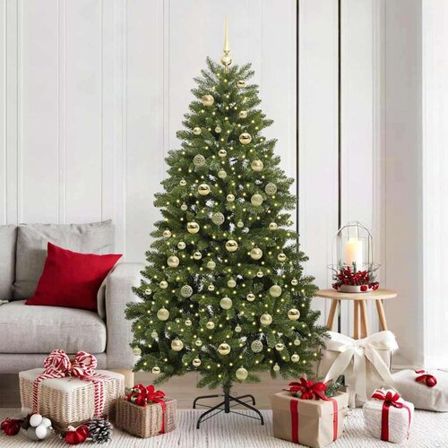 vidaXL Umjetno božićno drvce S LED lampica Zelena 180 cm PVC i metal Cijene