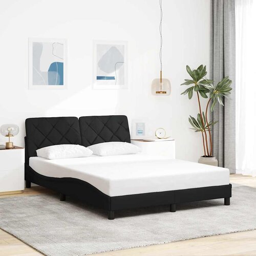 VidaXL Posteljni okvir brez vzmetnice črn 140x200 cm blago Slike