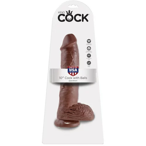 King Cock 10" COCK BROWN WITH BALLS 25.4 CM