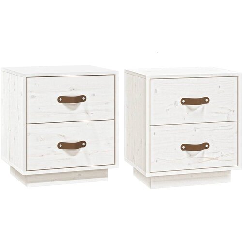 Maison Chic 2 kose Nočne omarice - Nočne mize bela 40x34x45 cm trdna borovina, (21689272) Cene