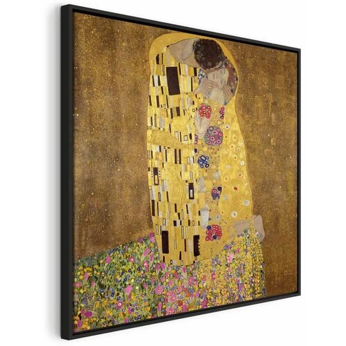  Slika - Gustav Klimt – Kiss 40x40 U crnom drvenom okviru Cene
