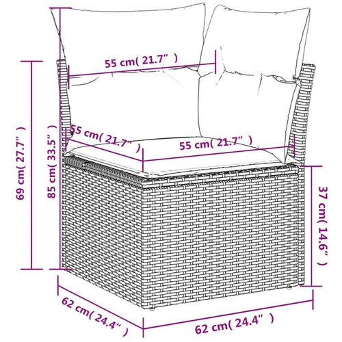 vidaXL 7-dijelni set vrtnih sofa od poliratana s jastucima smeđi Cijene
