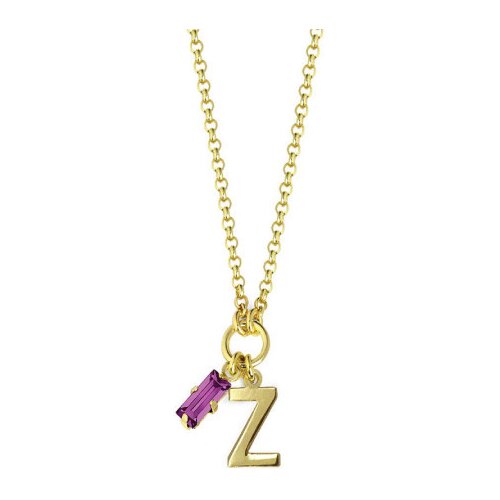  Ženski victoria cruz abece fuchsia gold lanČiĆ sa swarovski roze kristalom ( a3774-zdg ) Cene