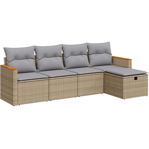 VidaXL 5-dijelni vrtni set sofa s jastucima bež od poliratana Slike