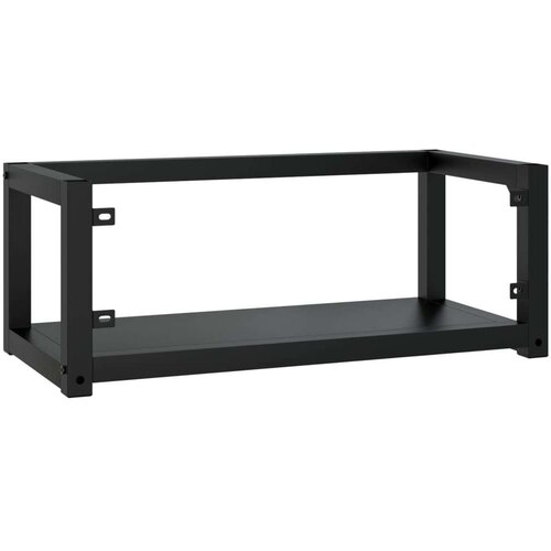 VidaXL Zidni okvir za kupaonski umivaonik crni 79x38x31 cm željezni Slike
