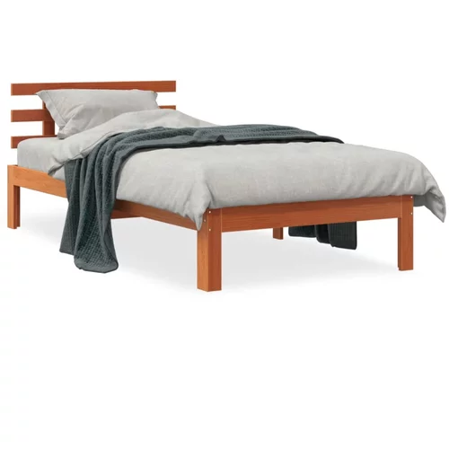  Okvir kreveta s uzglavljem voštano smeđi 100x200 cm od borovine
