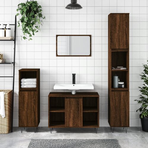 The Living Store Kopalniška omarica rjavi hrast 30x30x100 cm inženirski les - Kopalniška Omarica, (21436857) Cene