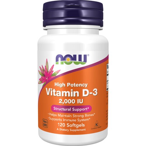 Now Foods Vitamin D3 NOW, 50 µg / 2000 IE (120 kapsul) Cene