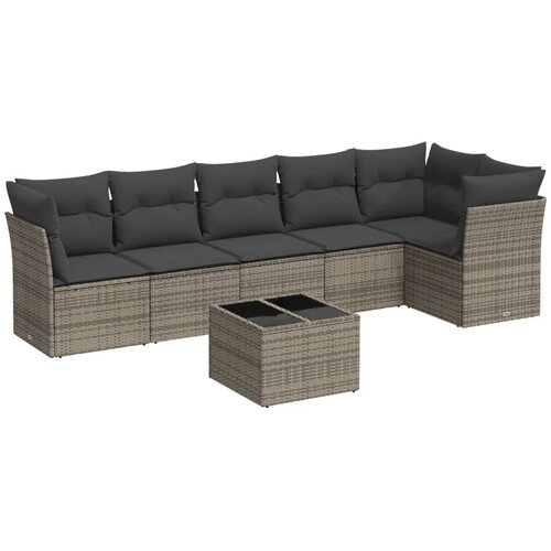  7-dijelni set vrtnih sofa sivi od poliratana Siva 289 x 124 x 69 cm Slike