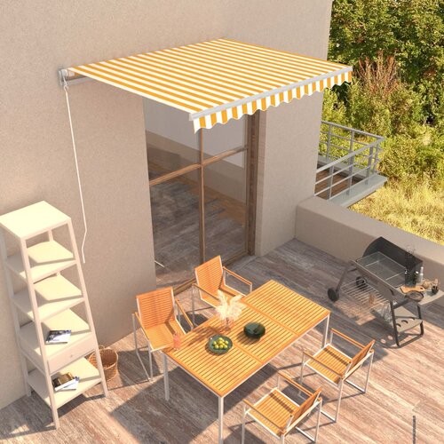 vidaXL Ročno zložljiva tenda 300x250 cm rumena in bela Cene