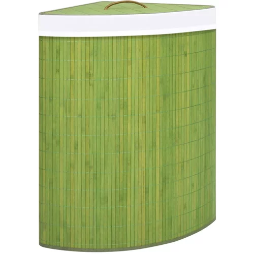  Kutna košara za rublje od bambusa zelena 60 L