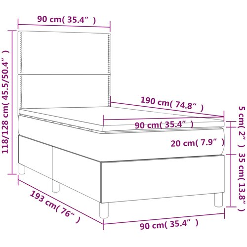 Box spring krevet s madracem tamnosivi 90x190 cm bar&amp;scaron;unasti Slike