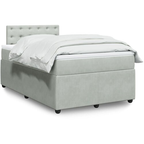 vidaXL Box spring postelja z vzmetnico svetlo siva 120x200 cm žamet Cene