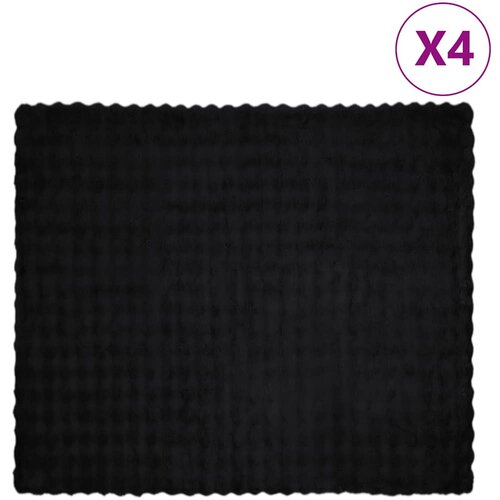 vidaXL Lažni zec deka 4 pcs Crna 240 x 270 cm Poliester Cijene