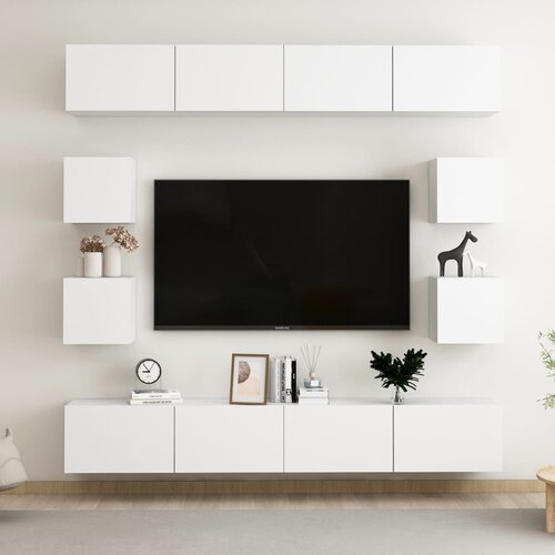 8-dijelni set TV ormarića bijeli od konstruiranog drva Cijene