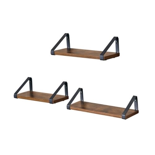  Set 3x zidnih polica SHELFY, braon/crna Slike
